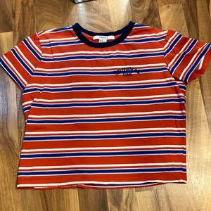 Adorable! 🌟Forever 21 striped orange, dark blue & white 🌟 Size S🌟 worn 2x A3